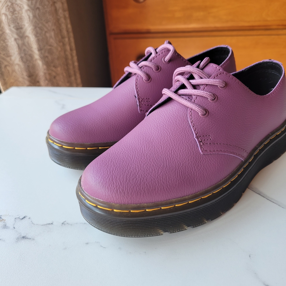 Dr. Martens Purple Flats with Chunky Sole and Minimalist Design